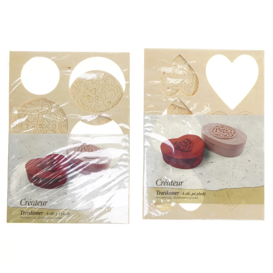 Træikoner 6 styk på plade fra Créateur (str. 6 styk i hver)
