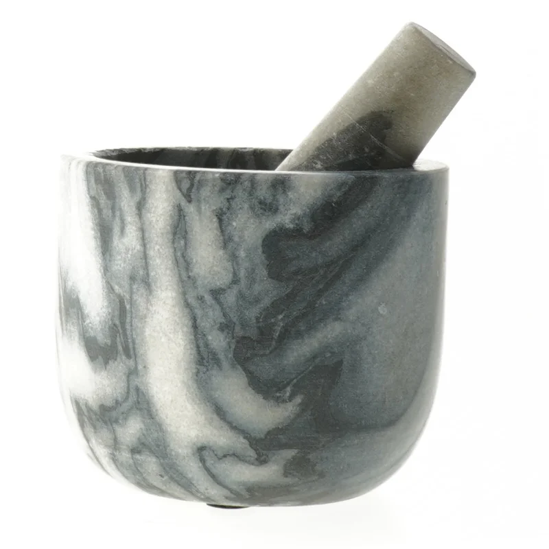 Morter i marmor med støder (str. Ø 12 cm)