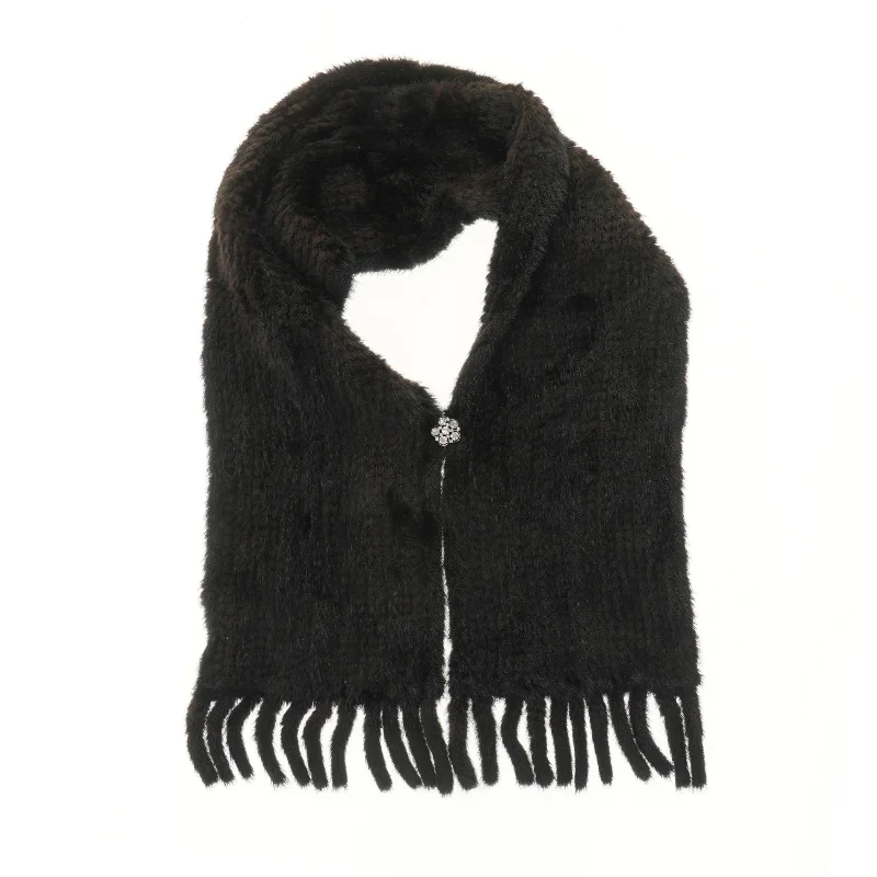 Sort tørklæde med frynser (str. 70x50 cm)