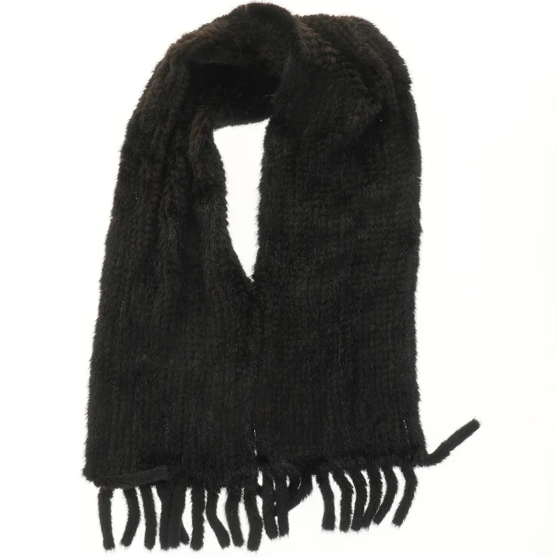 Sort tørklæde med frynser (str. 70x50 cm)