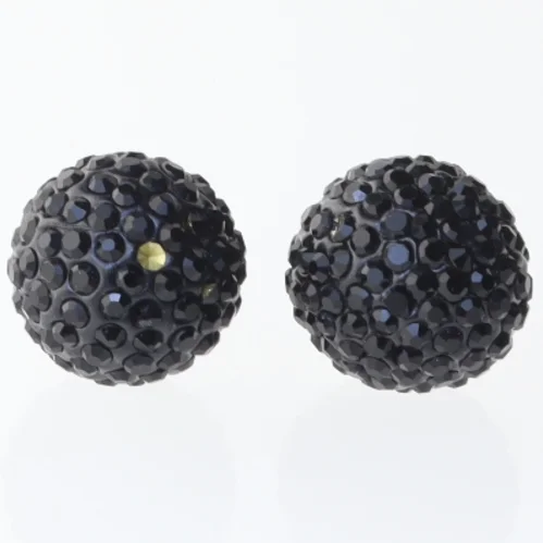 Øreringe med sorte kugler (str. 35 mm)