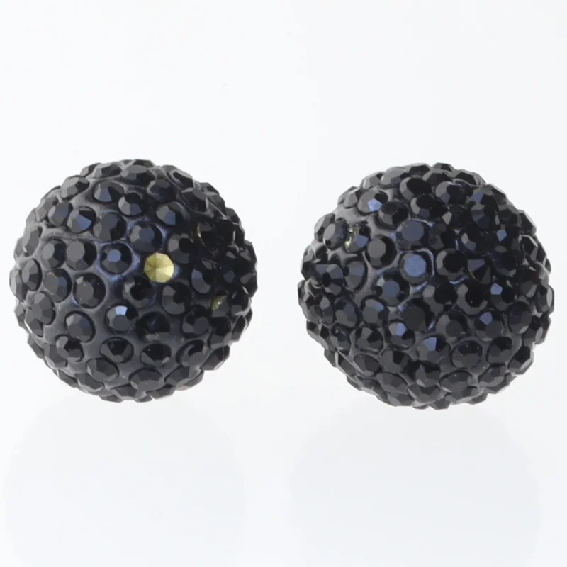 Øreringe med sorte kugler (str. 35 mm)