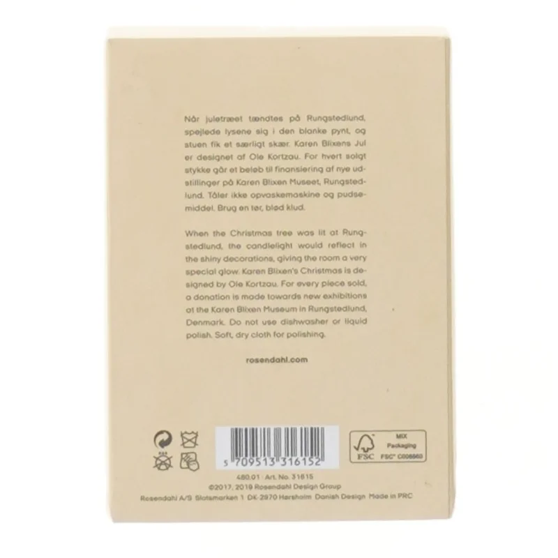 Karen Blixens Jul dekoration fra Rosendahl (str. Ø 8 cm)