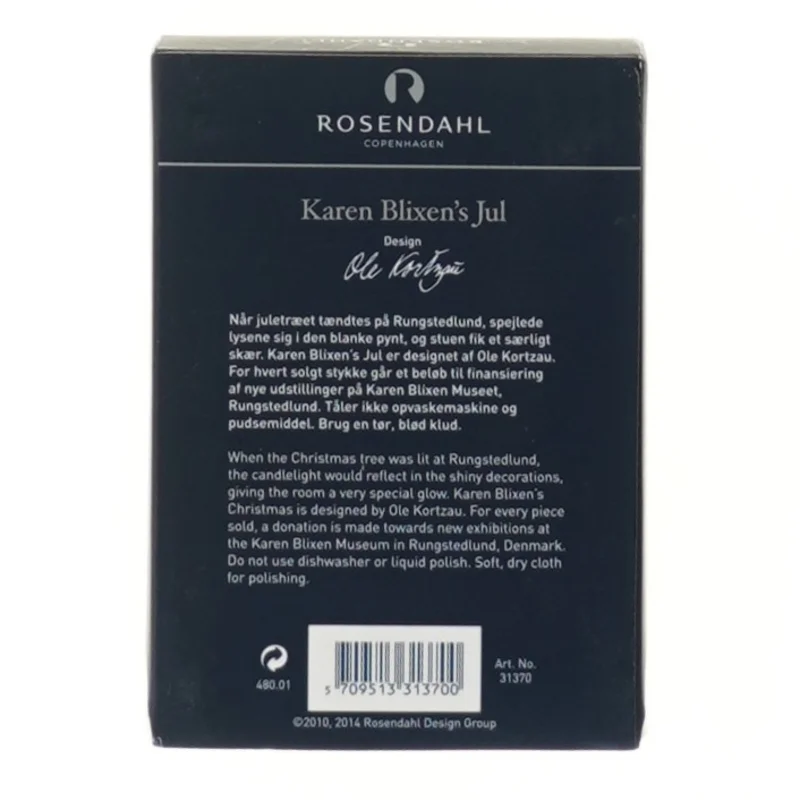 Karen Blixen's Jul dekoration fra Rosendahl (str. Ø 6 cm)