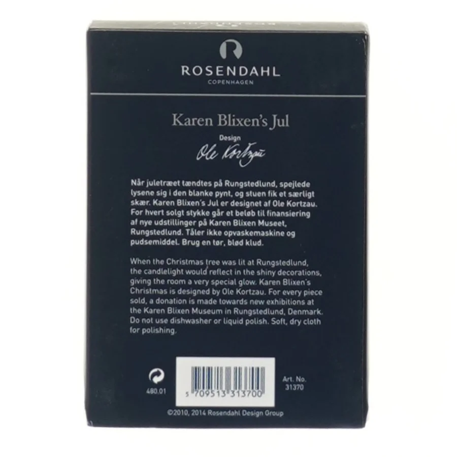 Karen Blixen's Jul dekoration fra Rosendahl (str. Ø 6 cm)