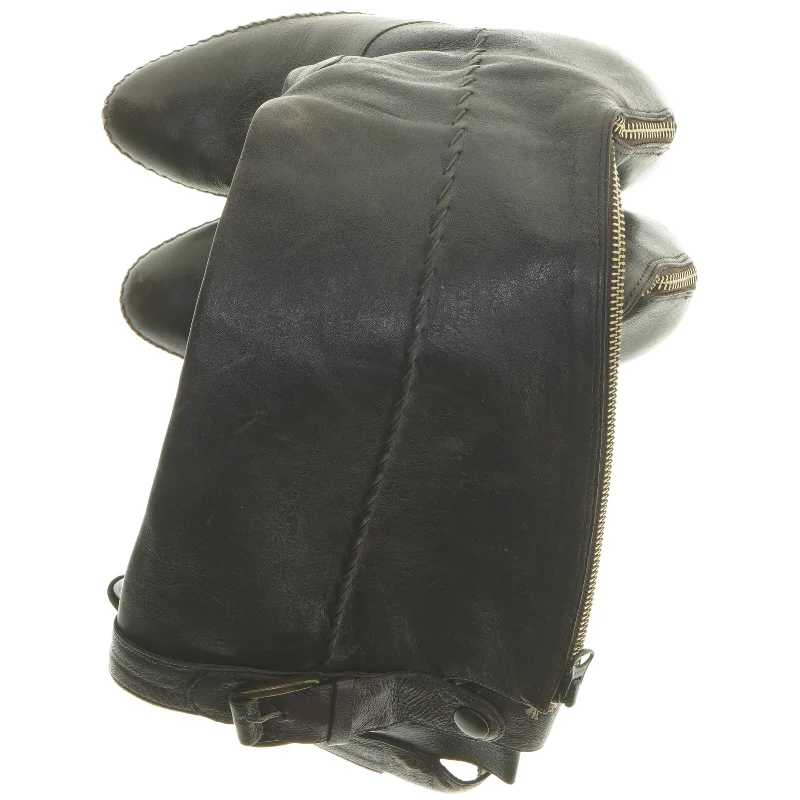 lange brune  læderstøvler med hæl (str. sål: 23 cm)