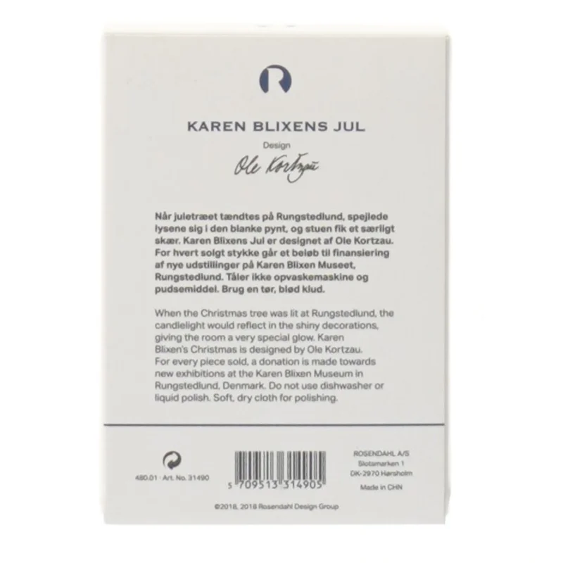 Karen Blixens Jul Rosendahl ornament fra Rosendahl (str. Ø 6 cm)