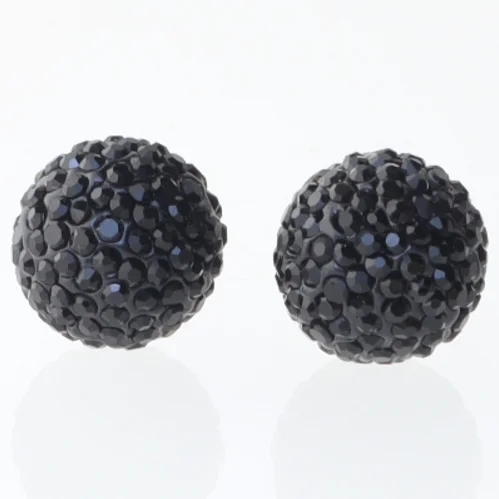 Øreringe med sorte sten (str. Ø 2 cm)