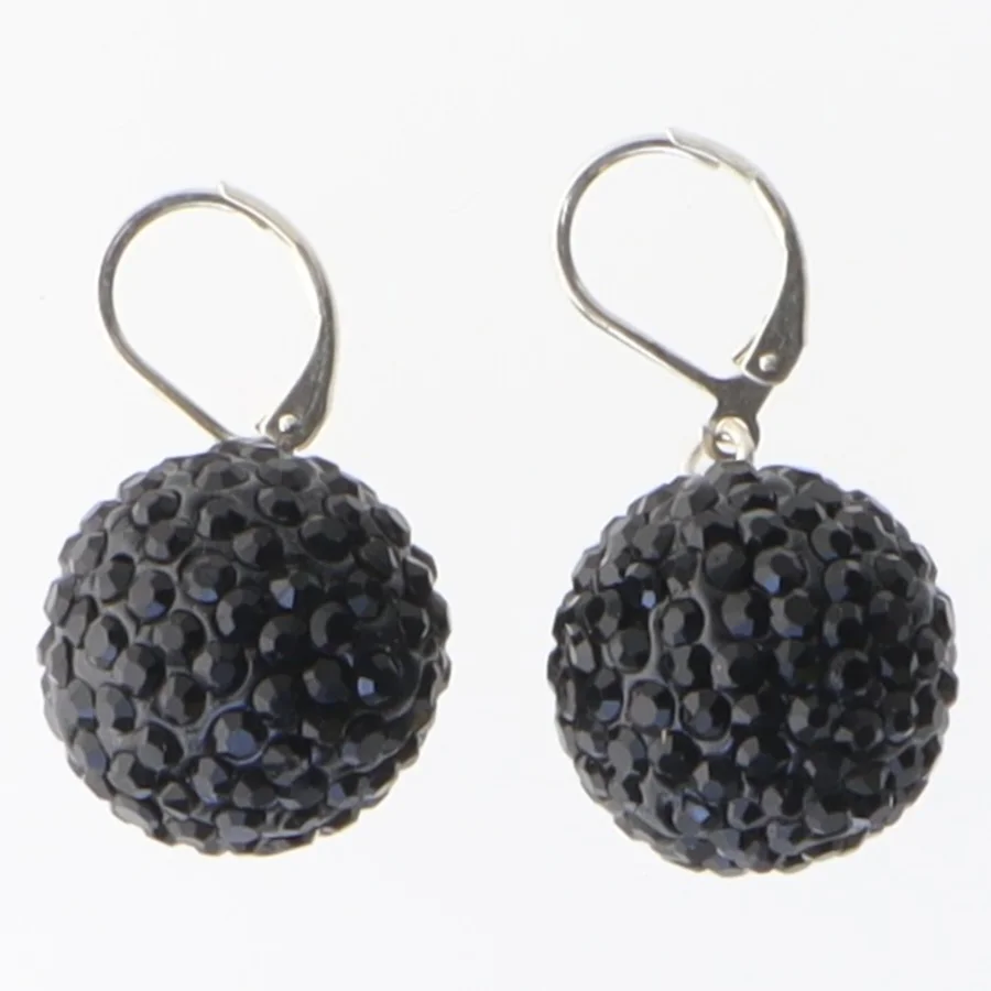 Øreringe med sorte sten (str. Ø 2 cm)