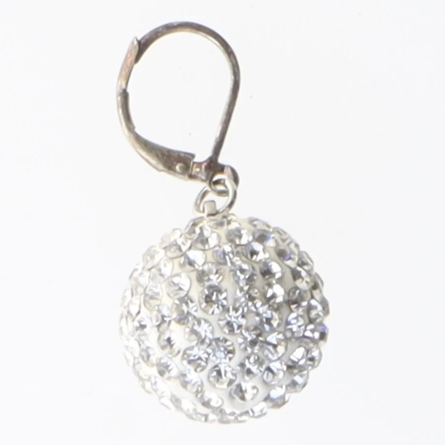 Rund sølvørehænger med krystaller (str. Ø 2 cm)