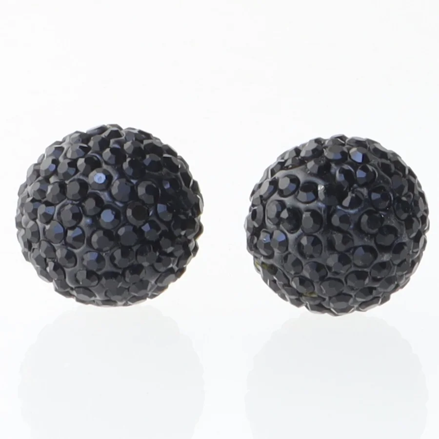 Sort rhinsten øreringe (str. Ø 2 cm)