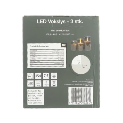 LED vokslys 3 styk (str. HØ: 10 x 12,5 og 15 x7,5)