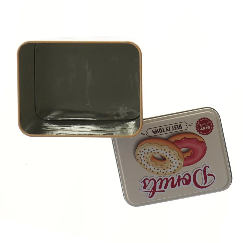 Metal dåse med donut-design (str. 20x13 cm)