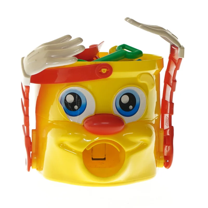 Plastik legetøjs spand med tilbehør (str. 15 cm)