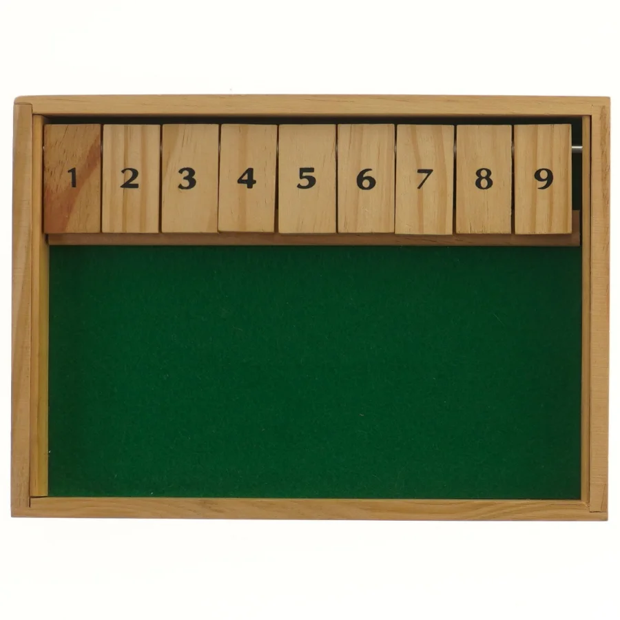 Træ spilbræt med nummererede fliser (str. 27,5x19 cm)