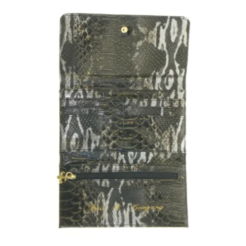 Sort læderpung med krokodillemønster (str. 18,5 x 11 cm)