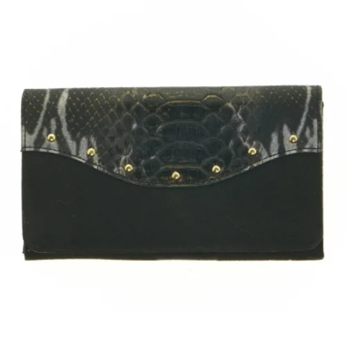 Sort læderpung med krokodillemønster (str. 18,5 x 11 cm)