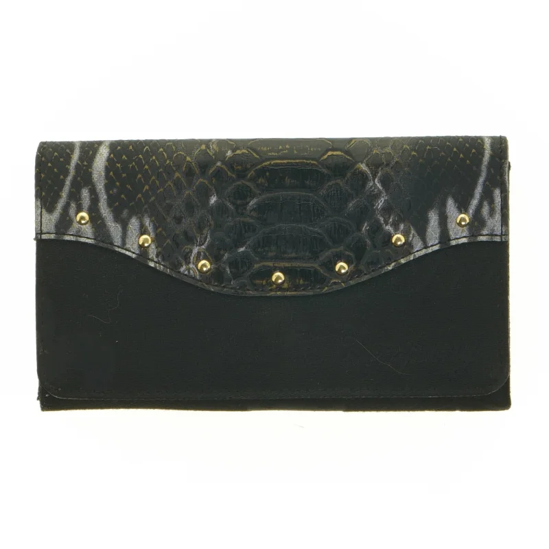 Sort læderpung med krokodillemønster (str. 18,5 x 11 cm)