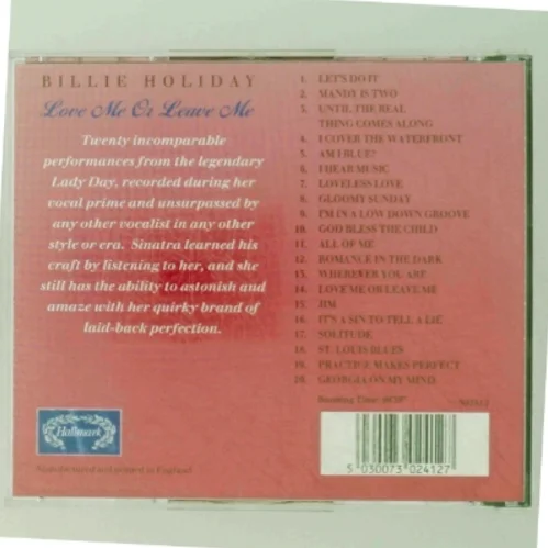 Billie Holiday - Love Me Or Leave Me CD fra Hallmark