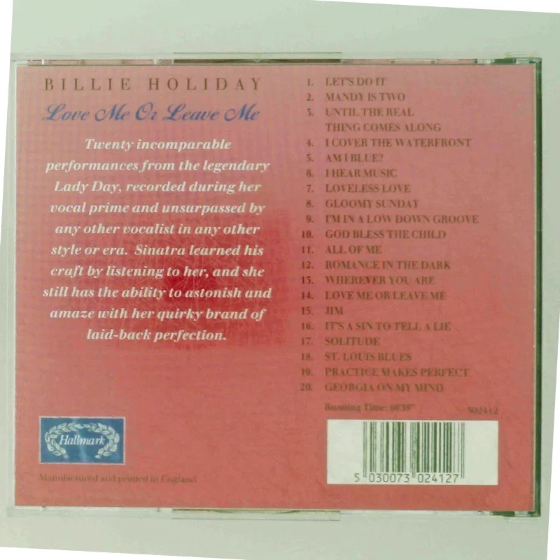 Billie Holiday - Love Me Or Leave Me CD fra Hallmark
