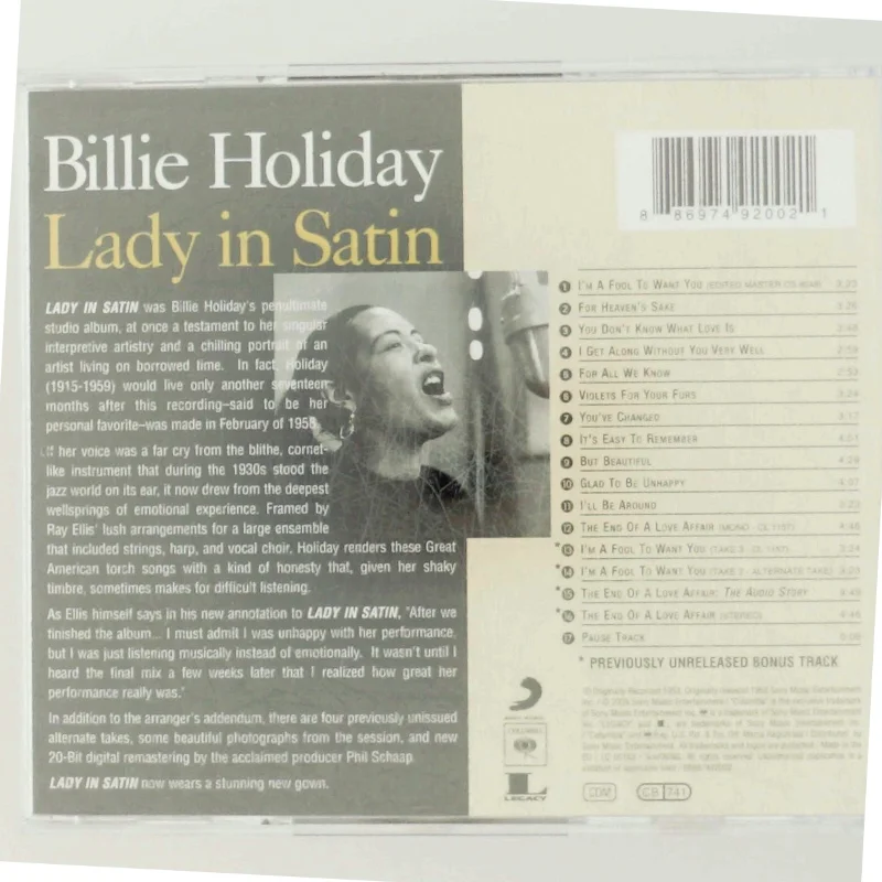Billie Holiday - Lady in Satin CD fra Columbia/Legacy