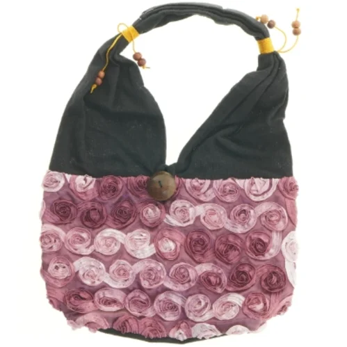 Håndlavet stofpose med rosenmotiv (str. 32 x 25 cm)