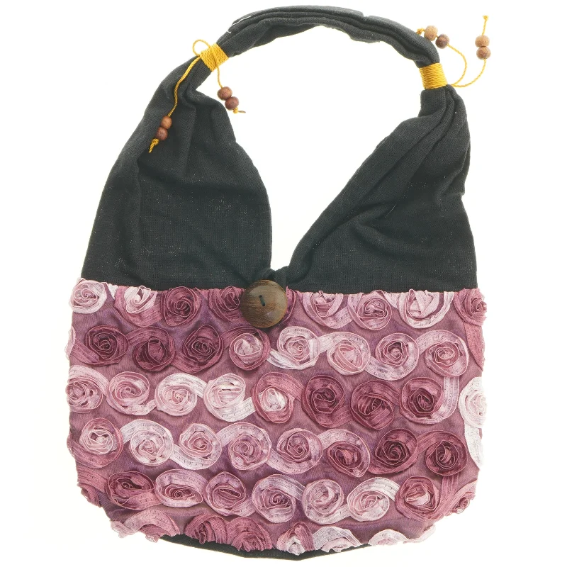 Håndlavet stofpose med rosenmotiv (str. 32 x 25 cm)