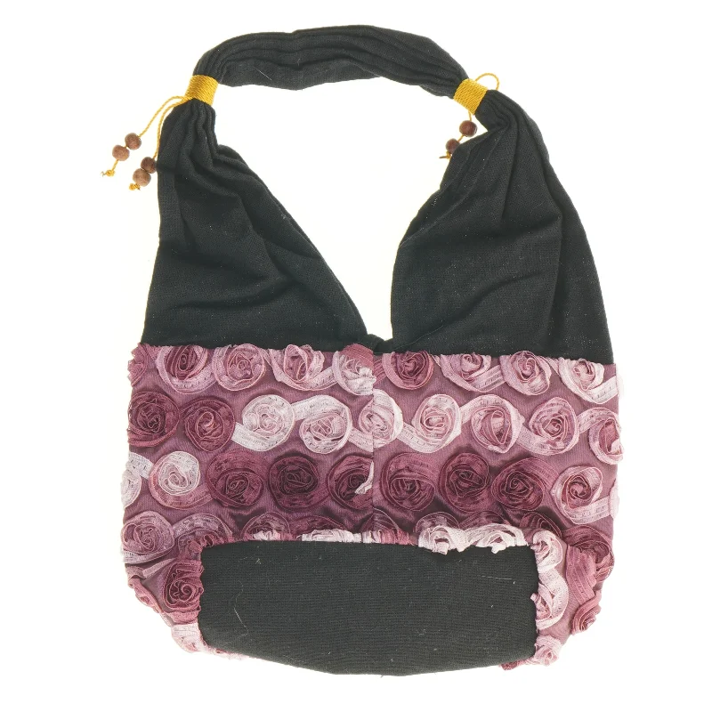 Håndlavet stofpose med rosenmotiv (str. 32 x 25 cm)