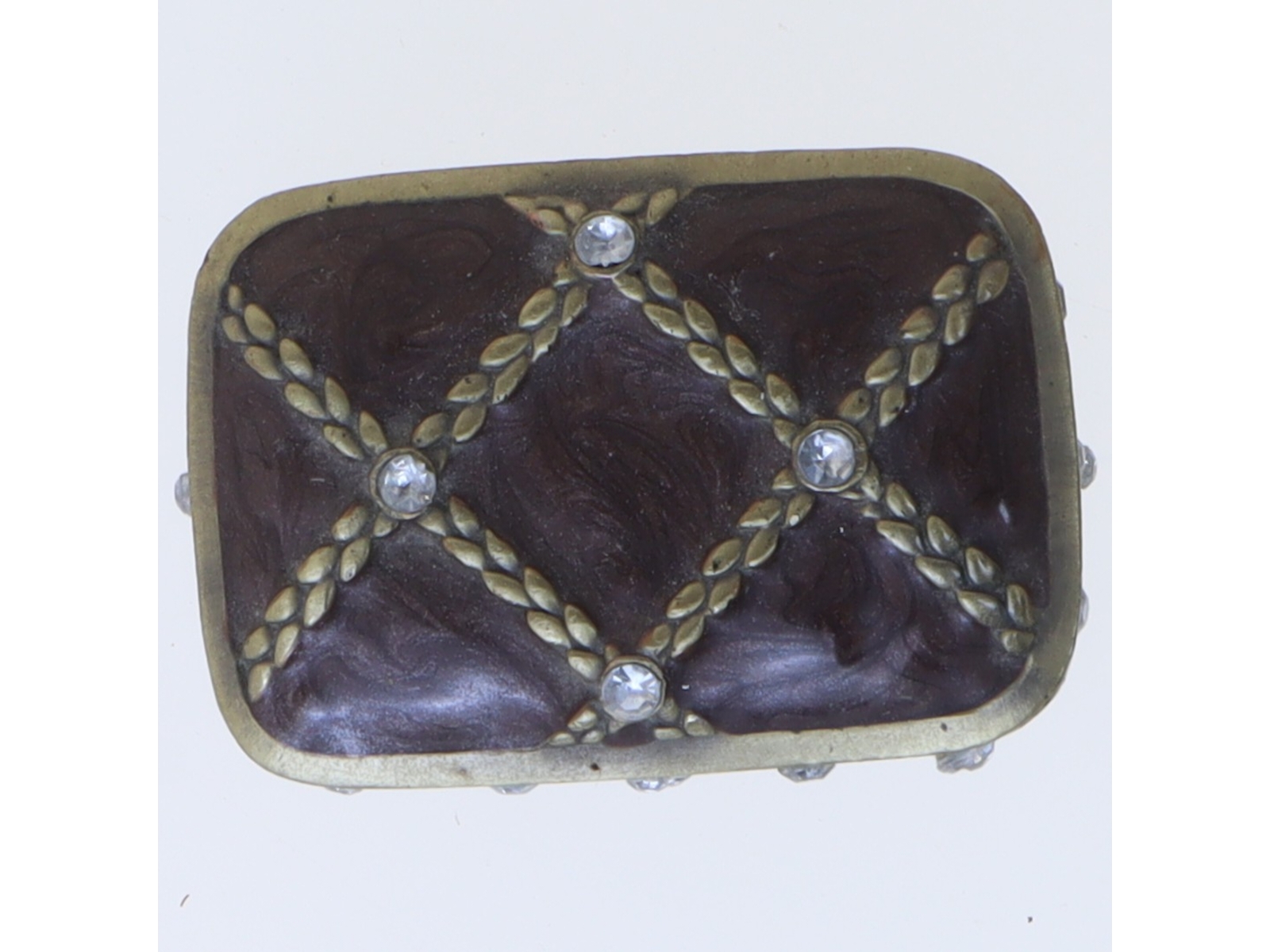 Dekorativ smykkeskrin med ædelstene (str. 5x4x2,5 cm)