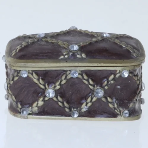 Dekorativ smykkeskrin med ædelstene (str. 5x4x2,5 cm)