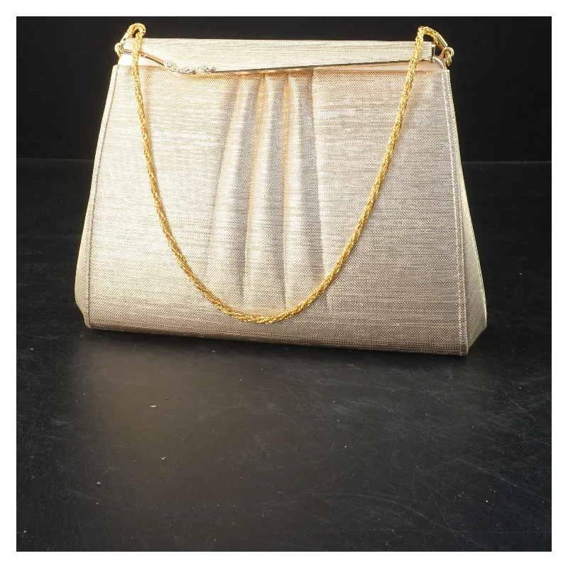 Elegant aftentaske med guldfinish (str. 14,5x20x4,5 cm)