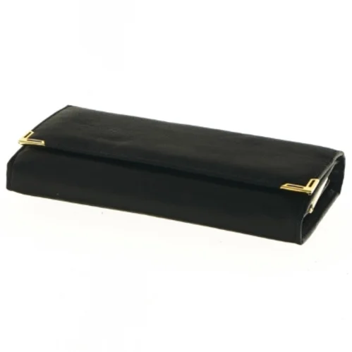 Sort clutch taske med gulddetaljer (str. 18x10 cm)