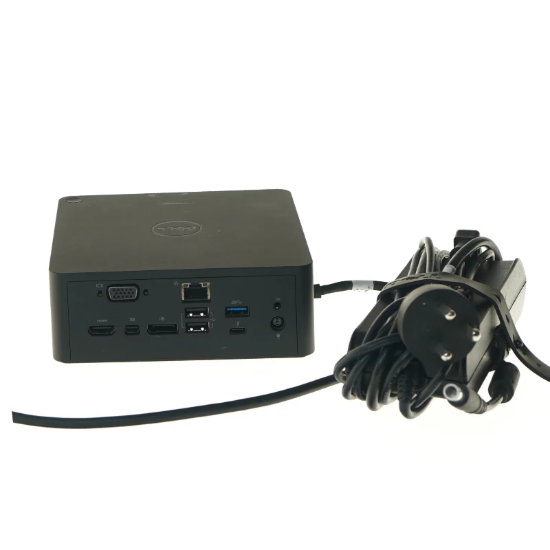 Dell dockingstation med strømkabel fra Dell (str. 14,5x14,5 cm)