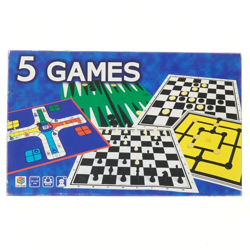 5 klassiske spil i en æske fra Top Game (str. 39,5x24 cm)