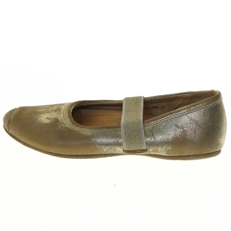 Guldfarvede sko med rem (str. 20 cm)