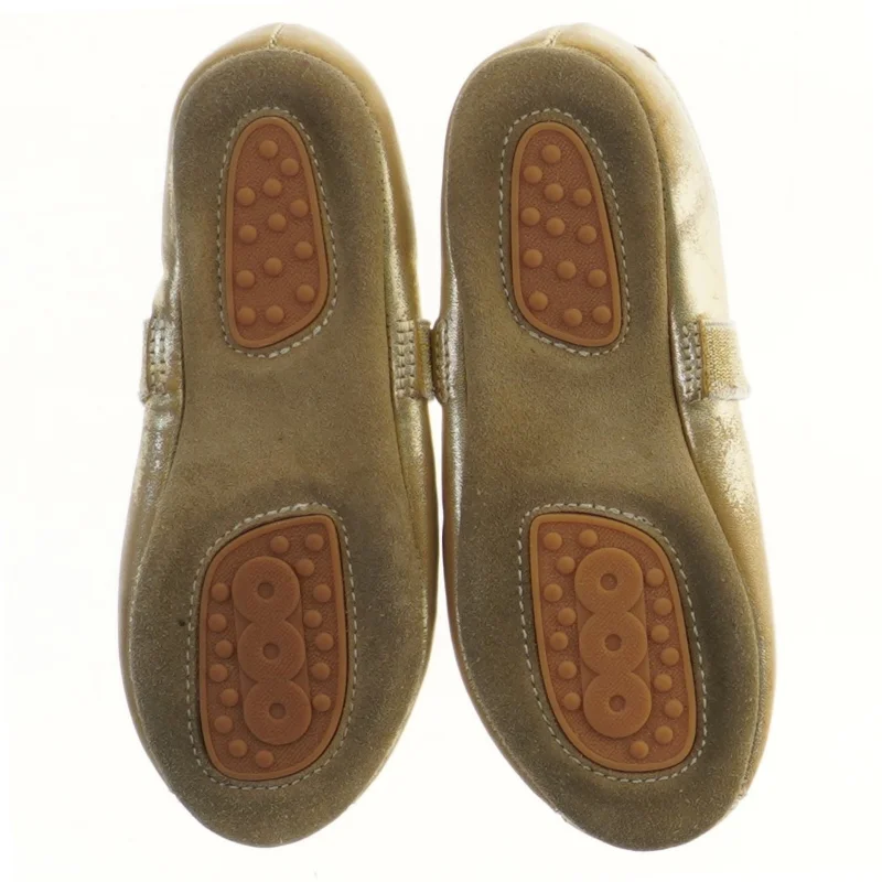 Guldfarvede sko med rem (str. 20 cm)