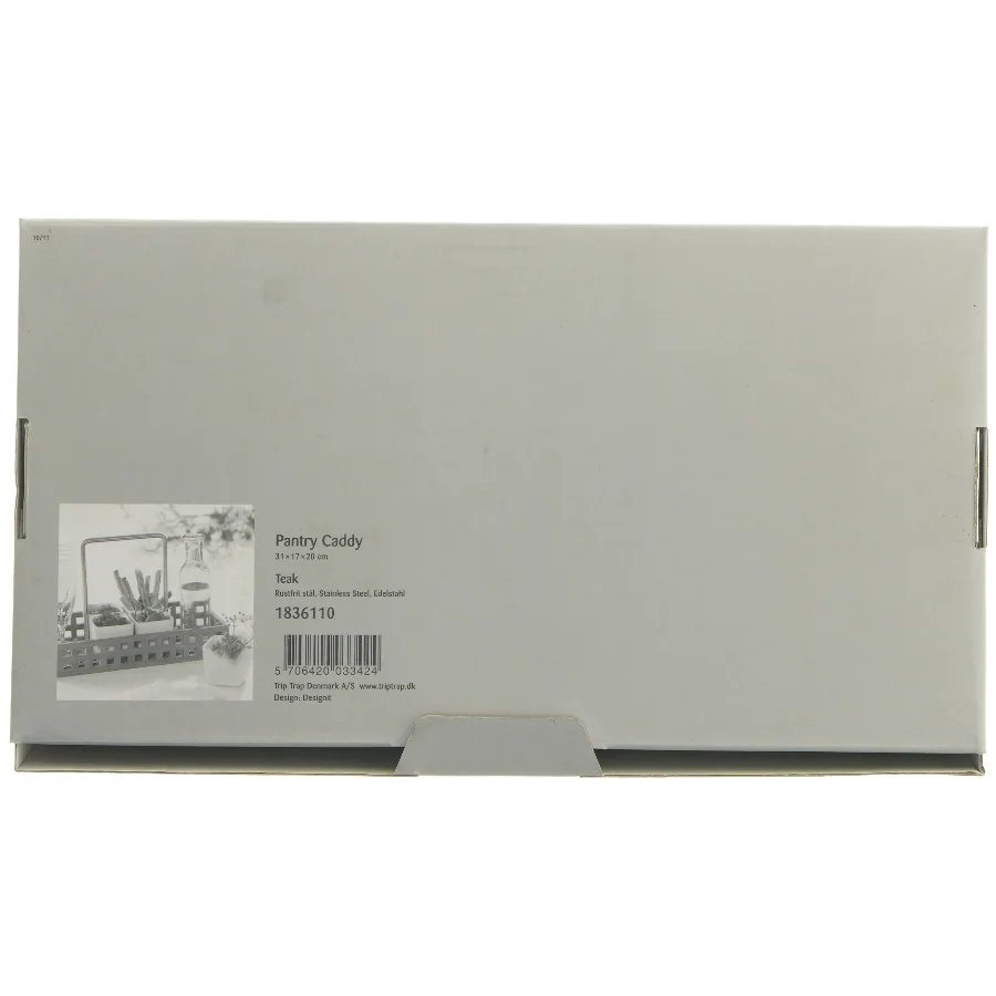 Pantry Caddy i Teak og Rustfrit Stål fra Trip Trap (str. 32,5x18 cm)