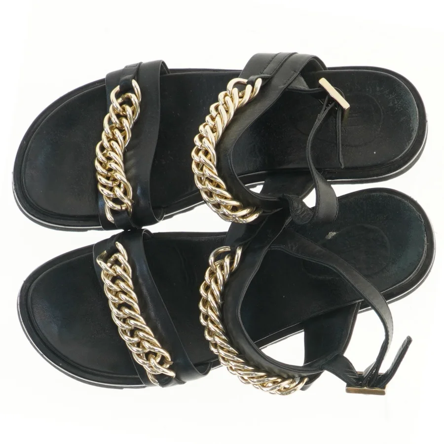 Sort sandaler med guldkæder, str. 29 cm fra Billi Bi (str. 29 cm)