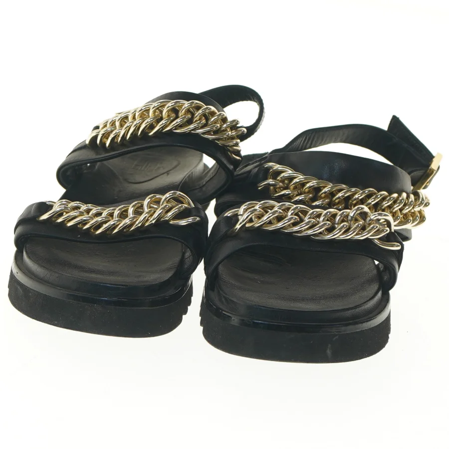 Sort sandaler med guldkæder, str. 29 cm fra Billi Bi (str. 29 cm)