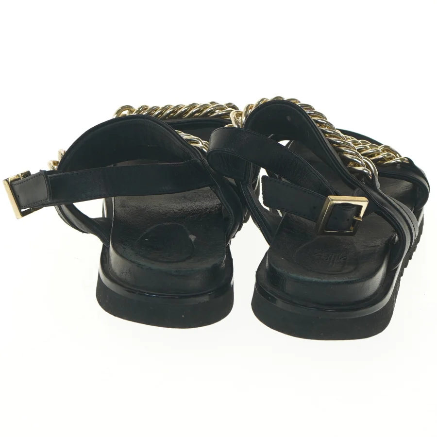 Sort sandaler med guldkæder, str. 29 cm fra Billi Bi (str. 29 cm)