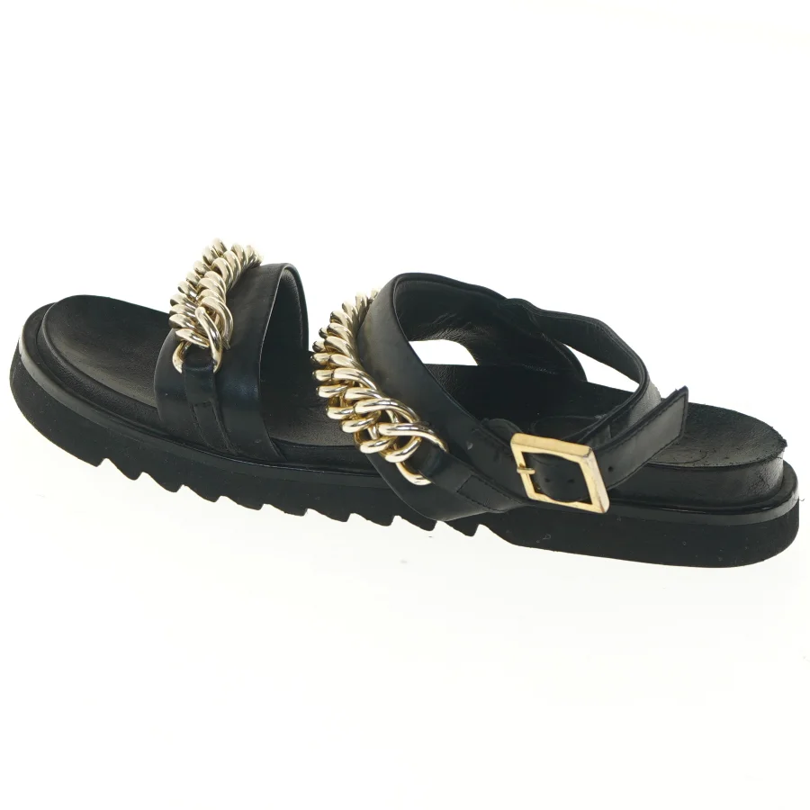 Sort sandaler med guldkæder, str. 29 cm fra Billi Bi (str. 29 cm)
