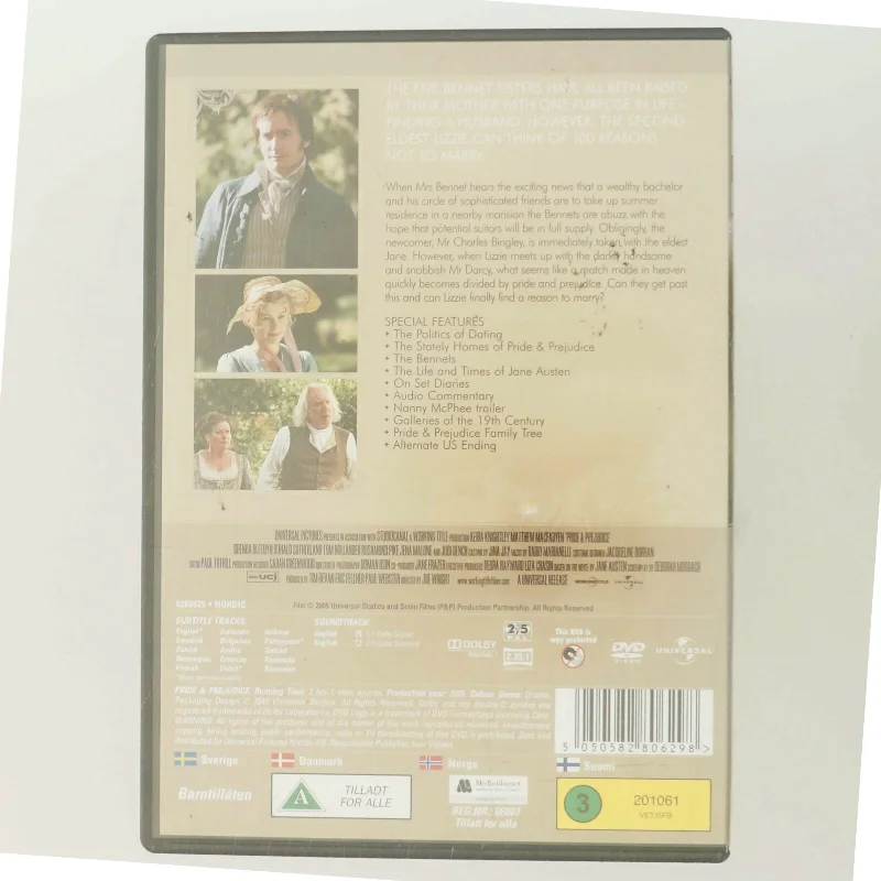 Price and prejudice med Keira Knightley (DVD)