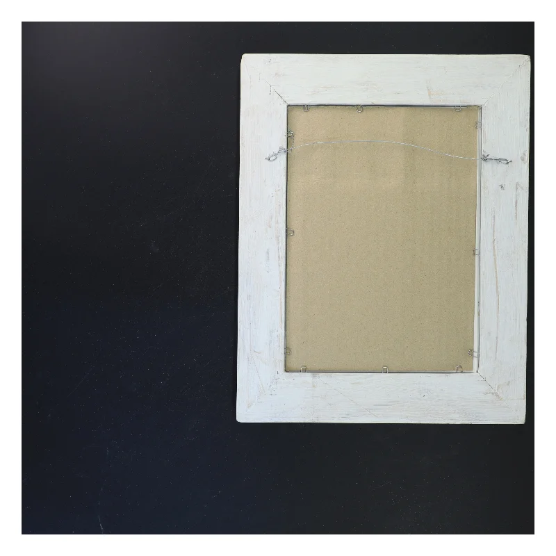 Hvid billedramme med blomstermotiv (str. 30x25 cm)