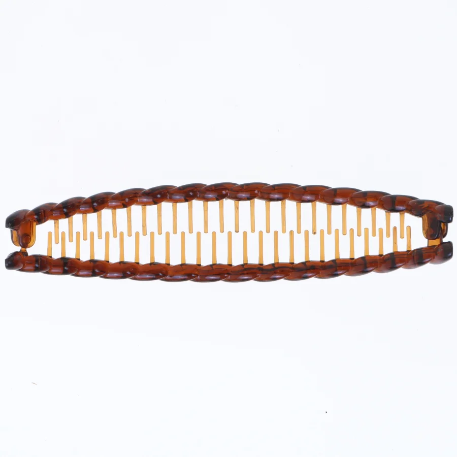 Brun plast hårbøjle med takker (str. 15x2,5 cm)