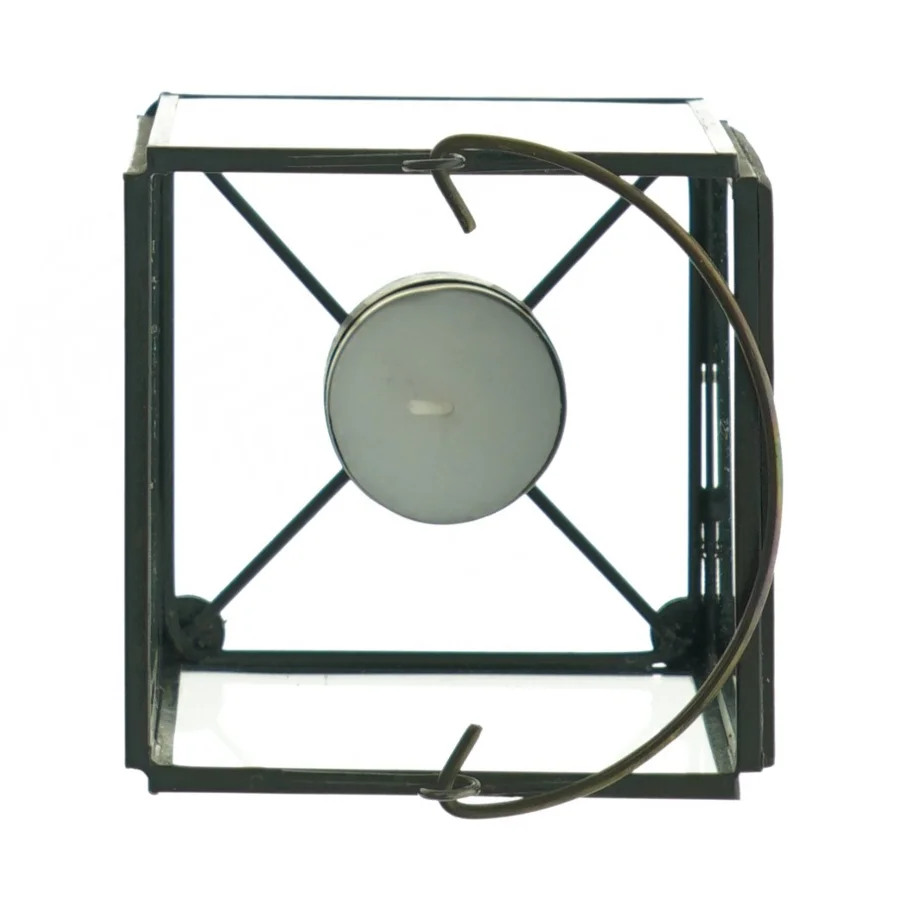 Glas og metal lysestage (str. 10 x 10 cm)