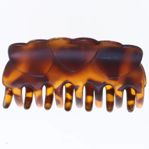 Lille hårklemme i skildpadde-look plast (str. 9x4 cm)