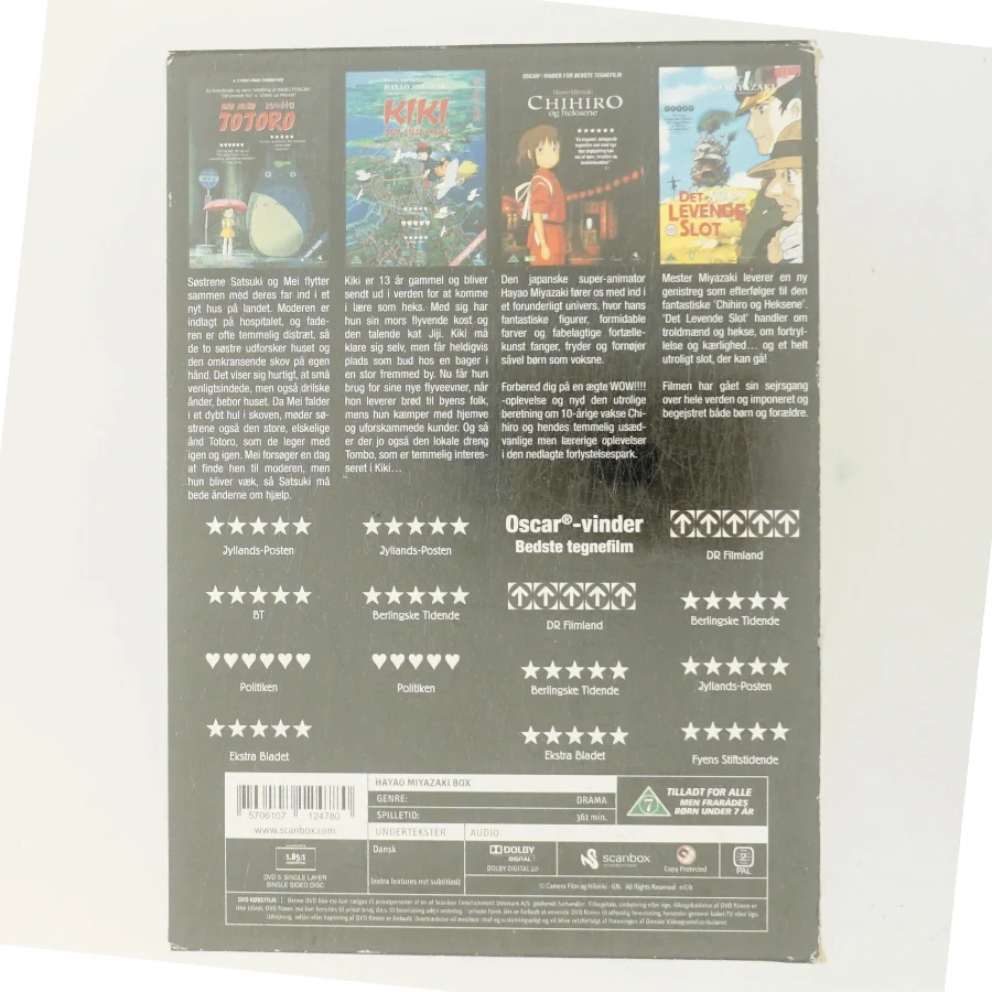 Hayao Miyazaki: 4 eventyrlige familiefilm (Box Set) (DVD) med Stemme-skuespillere i japanske originaludgaver og danske versioner (ikke specificeret på cover) (DVD)