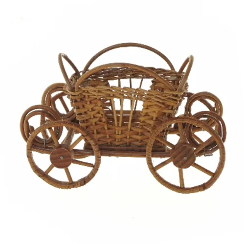 Flettet mini kurv-vogn i rattan (str. 21x10x13 cm)