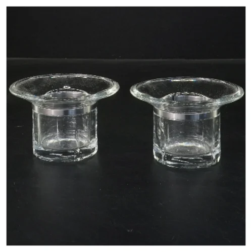 2 stk glas fyrfadsstager med bred kant fra Rosendahl (str. 2 stk Ø 11 cm længde 7 cm)