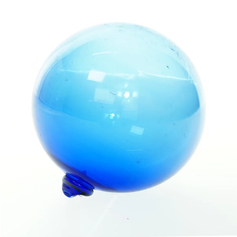 Blåt glaskunst pyntegenstand (str. Ø 18 cm)